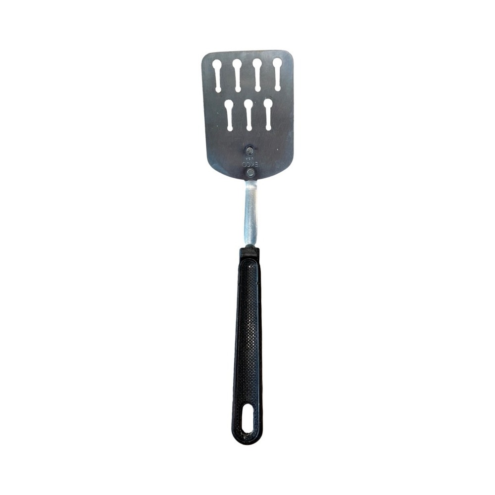 Vintage EKCO USA Slotted Spatula Stainless Steel Black Handle Turner Flipper